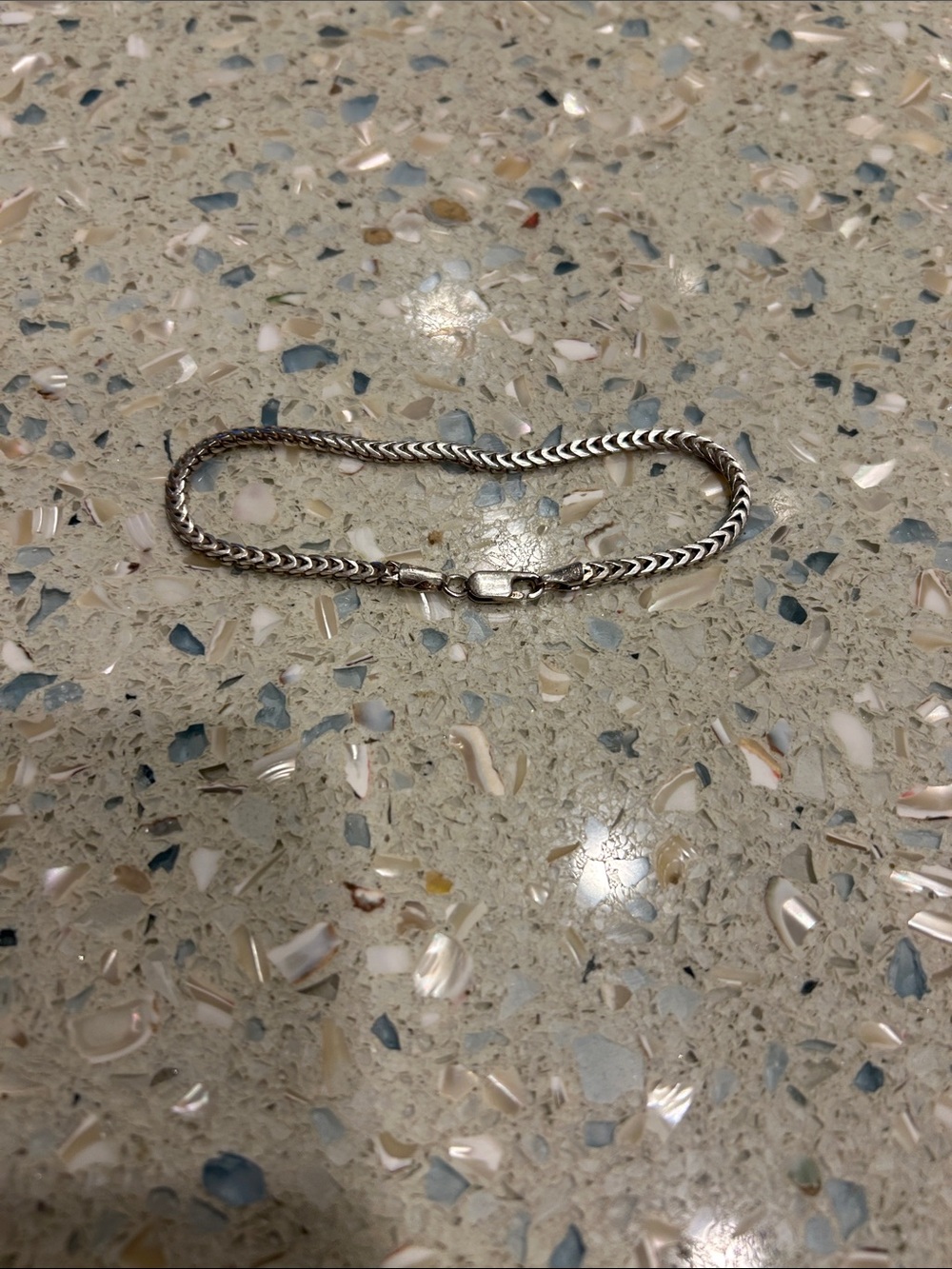 Sterling Silver Herringbone Chain Bracelet - 8” long